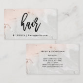 Moderne Blush roze en grijze marmer | Hair Visitekaartje (Voorkant / Achterkant)