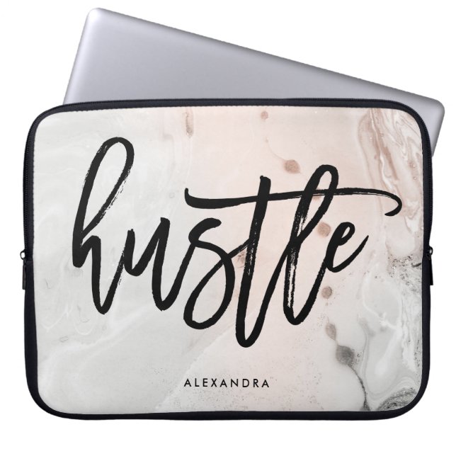 Moderne Blush roze en grijze marmer | Hustle Laptop Sleeve (Voorkant)