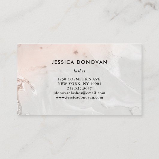 Moderne Blush roze en grijze marmer | Lashes Visitekaartje (Achterkant)