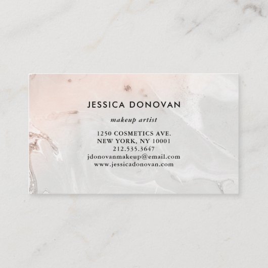 Moderne Blush roze en grijze marmer | Makeup Visitekaartje (Achterkant)
