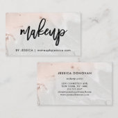 Moderne Blush roze en grijze marmer | Makeup Visitekaartje (Voorkant / Achterkant)