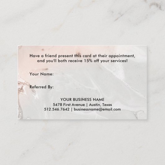 Moderne Blush roze en grijze marmer | Verwijzing (Achterkant)