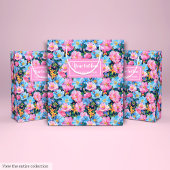 Moderne blush roze en lichtblauwe geschenkzak wrap medium cadeauzakje