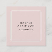 Moderne Blush roze en White Bordered Vierkante Visitekaartje (Voorkant)