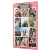 Moderne Blush Roze Familie 12 Fotocollage Custom Klembord (Links)