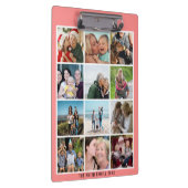 Moderne Blush Roze Familie 12 Fotocollage Custom Klembord (Rechts)