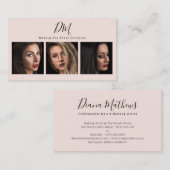 Moderne blush roze foto collage chique make-up art visitekaartje (Voorkant / Achterkant)