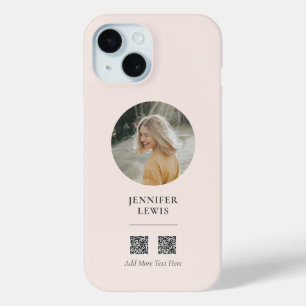 Moderne Blush Roze Foto Social Media Zakelijk iPhone 15 Case