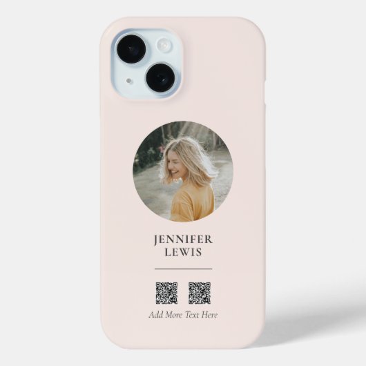 Moderne Blush Roze Foto Social Media Zakelijk Case-Mate iPhone Case (Achterkant)