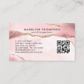Moderne Blush Roze Geode Gold Glitter QR-code Visitekaartje (Achterkant)
