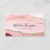 Moderne Blush Roze Geode Gold Glitter QR-code Visitekaartje (Voorkant)