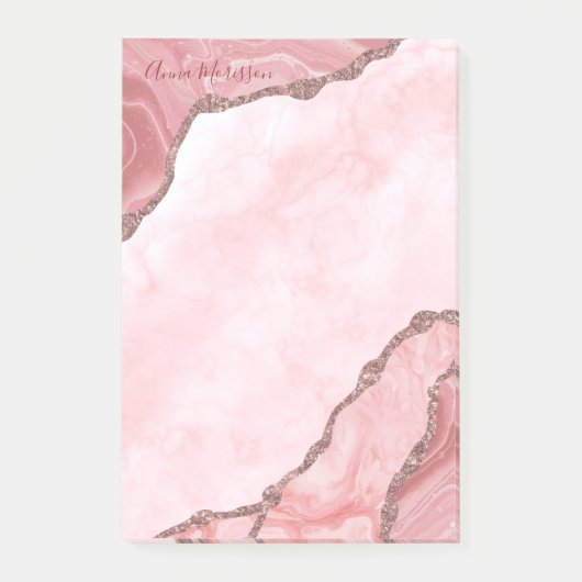 Moderne Blush roze geode Post-it® Notes (Voorkant)
