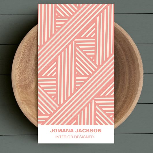 Moderne Blush Roze Geometrische Stiped Girly Vrouw Visitekaartje