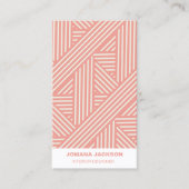 Moderne Blush Roze Geometrische Stiped Girly Vrouw Visitekaartje (Voorkant)