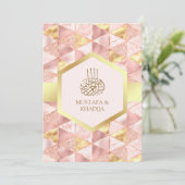 Moderne Blush Roze Geometrische Zeshoekige Moslim  Kaart (Staand voorkant)