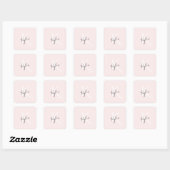 Moderne Blush Roze Gepersonaliseerde Monogramnaam  Vierkante Sticker (Vel)