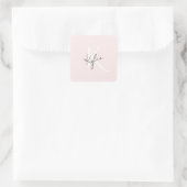 Moderne Blush Roze Gepersonaliseerde Monogramnaam  Vierkante Sticker (Tas)
