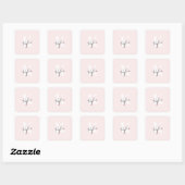 Moderne Blush Roze Gepersonaliseerde Monogramnaam Vierkante Sticker (Vel)