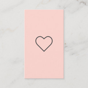 Moderne blush roze girly hart minimalistische blog visitekaartje