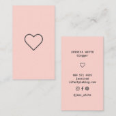 Moderne blush roze girly hart minimalistische blog visitekaartje (Voorkant / Achterkant)