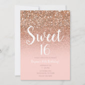 Moderne Blush Roze Glam Glitter Sweet 16 Kaart (Voorkant)