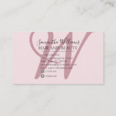 Moderne Blush Roze Glitter Monogram Hair Stylist Visitekaartje (Achterkant)