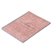Moderne blush roze glitter script naam notitieboek (Linkerzijde)