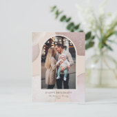 Moderne Blush Roze Glitter Sparkle Foto Feestdagenkaart (Staand voorkant)