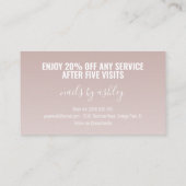 Moderne Blush Roze Glitter Stationt Salon 6 punch Klantenkaartje (Achterkant)