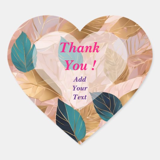 Moderne Blush Roze Goud Boho Bladeren Collectie Hart Sticker (Voorkant)