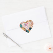 Moderne Blush Roze Goud Boho Bladeren Collectie Hart Sticker (Envelop)