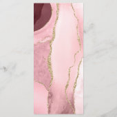 Moderne Blush Roze Goud Smaragdgroene Agaat Huweli Menu (Achterkant)