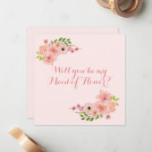 Moderne Blush Roze Goud Wees Mijn Getuige Notitiekaartje (Voorkant / Achterkant in situ)