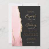 Moderne Blush Roze Gouden Agaat Donkere QR Code Hu Kaart (Voorkant)