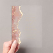 Moderne Blush Roze Gouden Agaat Elegante bruiloft Acryl Uitnodigingen (Insitu (Draagbaar))