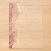 Moderne Blush Roze Gouden Agaat Elegante bruiloft Acryl Uitnodigingen (Voorkant)