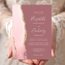 Moderne Blush Roze Gouden Agaat Stof Roze Trouw