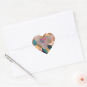 Moderne Blush Roze Gouden Boho Bladeren Collectie Hart Sticker (Envelop)