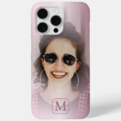 Moderne Blush Roze Gradiënt Één Foto Monogram Case-Mate iPhone Case (Achterkant)