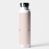 Moderne Blush Roze Grijs Schrift Monogram Naam Waterfles (Links)