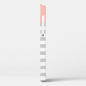 Moderne Blush Roze Grijze stripes Aangepast monogr Case-Mate iPhone Case (Achterkant / Links)