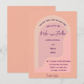 Moderne Blush Roze Groovy Arch bruiloft uitnodigin Kaart (Voorkant / Achterkant)