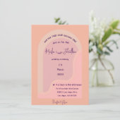 Moderne Blush Roze Groovy Arch bruiloft uitnodigin Kaart (Staand voorkant)