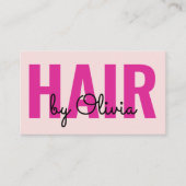 Moderne Blush Roze Haar Script Kapper Visitekaartje (Voorkant)