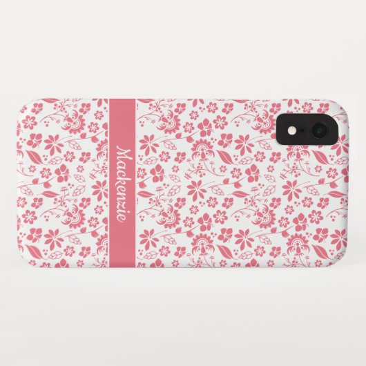 Moderne Blush roze heldere tropische bloemen Case-Mate iPhone Case (Achterkant (horizontaal))