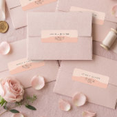Moderne Blush Roze Huwelijkskoppel Etiket