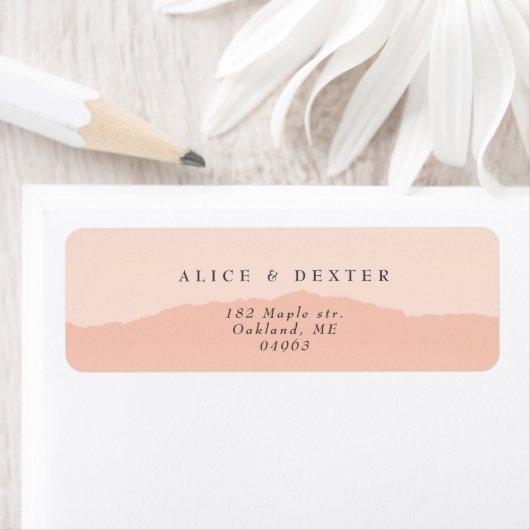 Moderne Blush Roze Huwelijkskoppel Etiket (Insitu)