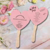 Moderne Blush Roze Huwelijksprogramma Hand Fan Handwaaier