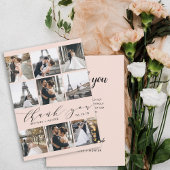 Moderne Blush Roze kalligrafie 9 Foto Collage Bedankkaart