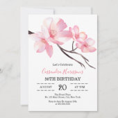 Moderne Blush Roze Kersenbloesem Bloemen Verjaarda Kaart (Voorkant)
